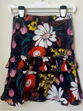 Marni Girls Floral Multicolor Tiered Ruffle Skirt Size 10 Years